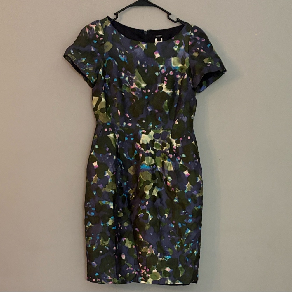 J. Crew Lilian Watercolor Short-Sleeve Sheath Dress - Picture 2 of 8